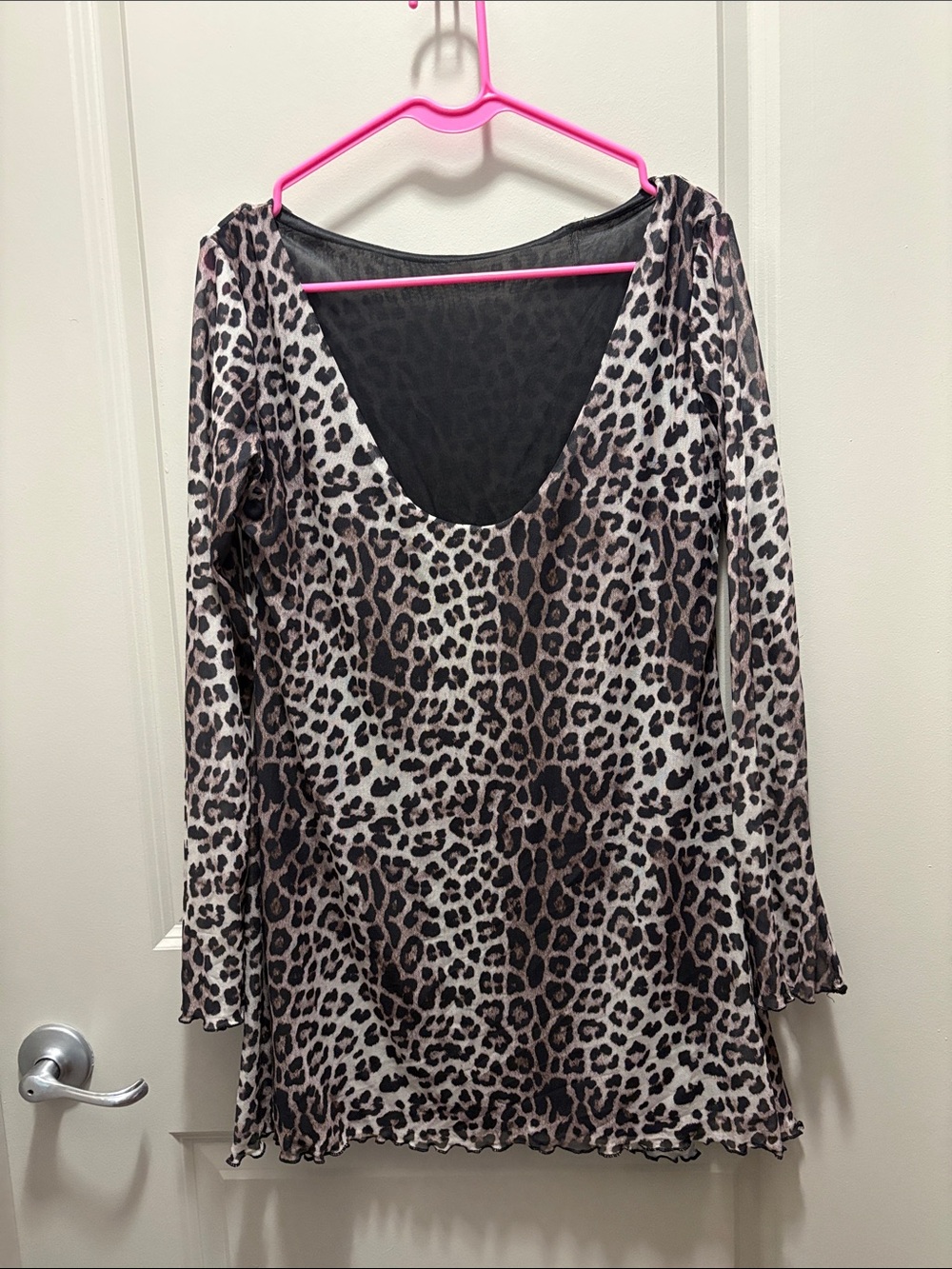 Leopard Print Mini Dress - Brown/Black